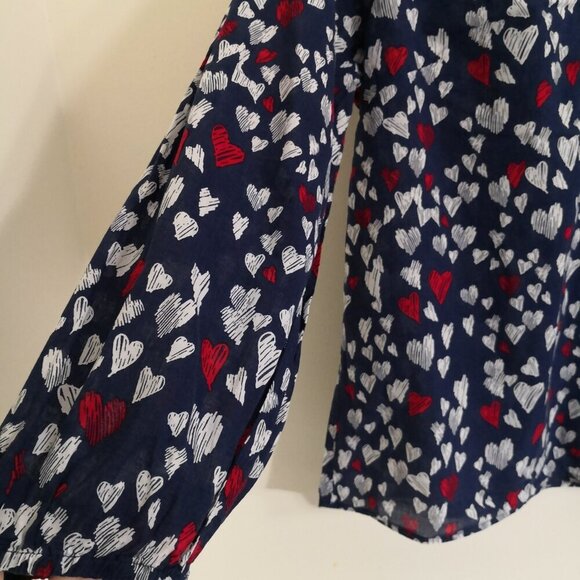 Like New Talbots Ruffle Trim Popover - Heart Sketch Size L - Picture 4 of 6